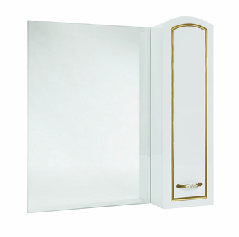 Зеркальный шкаф Bellezza Амелия-80, белый (патина)/золото, правый - фото, отзывы, цена