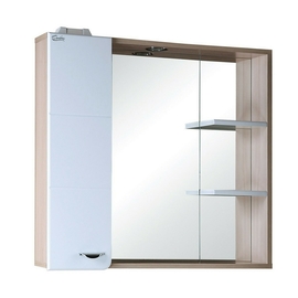 Зеркало-шкаф Onika Стиль 75 с подсветкой, левый, белый/ясень шимо - фото, отзывы, цена