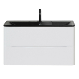 Тумба с раковиной подвесная BelBagno ACQUA 100 Bianco Lucido, раковина черная - фото, отзывы, цена