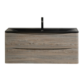 Тумба с раковиной подвесная BelBagno ACQUA 120 Серое дерево, раковина черная - фото, отзывы, цена