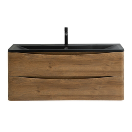 Тумба с раковиной подвесная BelBagno ACQUA 120 Rovere Rustico, раковина черная - фото, отзывы, цена