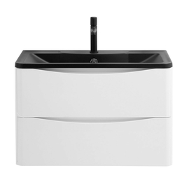 Тумба с раковиной подвесная BelBagno ACQUA 80 Bianco Lucido, раковина черная - фото, отзывы, цена