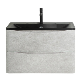 Тумба с раковиной подвесная BelBagno ACQUA 80 Cemento Verona Grigio, раковина черная - фото, отзывы, цена