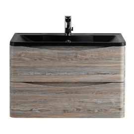 Тумба с раковиной подвесная BelBagno ACQUA 80 Серое дерево, раковина черная - фото, отзывы, цена