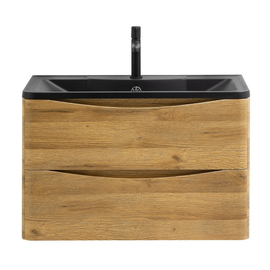 Тумба с раковиной подвесная BelBagno ACQUA 80 Rovere Rustico, раковина черная - фото, отзывы, цена