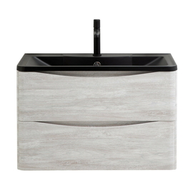 Тумба с раковиной подвесная BelBagno ACQUA 80 Rovere Vintage Bianco, раковина черная - фото, отзывы, цена