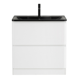 Тумба с раковиной напольная BelBagno ALBANO 100 Bianco Lucido, раковина черная - фото, отзывы, цена