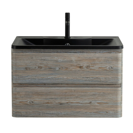 Тумба с раковиной подвесная BelBagno ALBANO 100 Серое дерево, раковина черная - фото, отзывы, цена