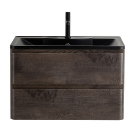 Тумба с раковиной подвесная BelBagno ALBANO 100 Rovere Nature Grigio, раковина черная - фото, отзывы, цена