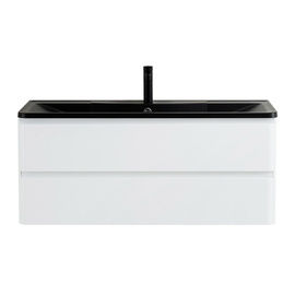 Тумба с раковиной подвесная BelBagno ALBANO 120 Bianco Lucido, раковина черная - фото, отзывы, цена