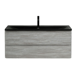 Тумба с раковиной подвесная BelBagno ALBANO 120 Rovere Vintage Bianco, раковина черная - фото, отзывы, цена