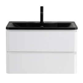 Тумба с раковиной подвесная BelBagno ALBANO 80 Bianco Lucido, раковина черная - фото, отзывы, цена