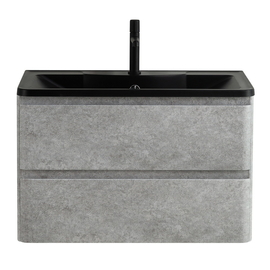 Тумба с раковиной подвесная BelBagno ALBANO 80 Cemento Verona Grigio, раковина черная - фото, отзывы, цена