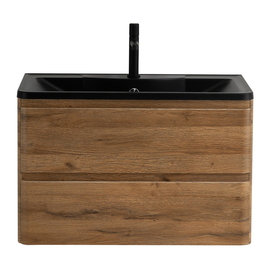 Тумба с раковиной подвесная BelBagno ALBANO 80 Rovere Rustico, раковина черная - фото, отзывы, цена