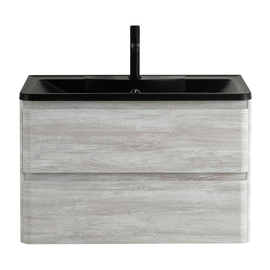 Тумба с раковиной подвесная BelBagno ALBANO 80 Rovere Vintage Bianco, раковина черная - фото, отзывы, цена