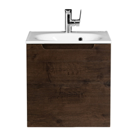 Тумба с раковиной подвесная с распашной дверцей, левосторонняя BelBagno ETNA 50 Rovere Moro, раковина белая - фото, отзывы, цена