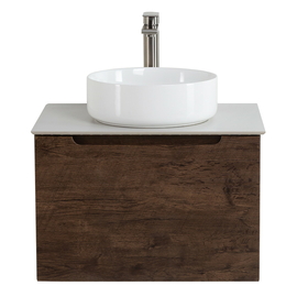 Тумба со столешницей и накладной раковиной подвесная с одним ящиком BelBagno ETNA 60 Rovere Moro - фото, отзывы, цена