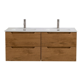 Тумба с раковиной на две чаши подвесная BelBagno ETNA 120 Rovere Nature, раковина белая - фото, отзывы, цена