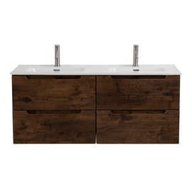 Тумба с раковиной на две чаши подвесная BelBagno ETNA 120 Rovere Moro, раковина белая - фото, отзывы, цена