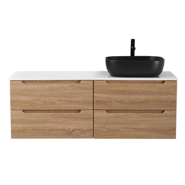 Тумба со столешницей и накладной раковиной подвесная BelBagno ETNA 120 Rovere Bianco, раковина справа - фото, отзывы, цена