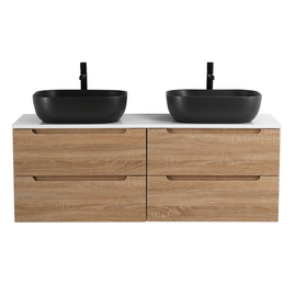 Тумба со столешницей и накладными раковинами подвесная BelBagno ETNA 120 Rovere Bianco - фото, отзывы, цена