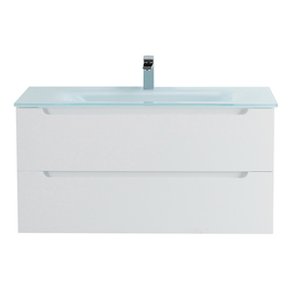 Тумба со стеклянной раковиной подвесная BelBagno ETNA 80 Bianco Lucido, раковина белая - фото, отзывы, цена