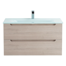 Тумба со стеклянной раковиной подвесная BelBagno ETNA 80 Rovere Grigio, раковина белая - фото, отзывы, цена