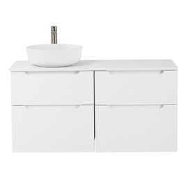 Тумба со столешницей и накладной раковиной подвесная BelBagno ETNA-H60 120 Bianco Lucido, раковина слева - фото, отзывы, цена