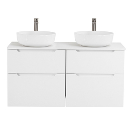 Тумба со столешницей и накладными раковинами подвесная BelBagno ETNA-H60 140 Bianco Lucido - фото, отзывы, цена