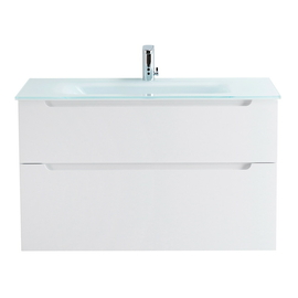 Тумба со стеклянной раковиной подвесная BelBagno ETNA-H60 90 Bianco Lucido, раковина белая - фото, отзывы, цена