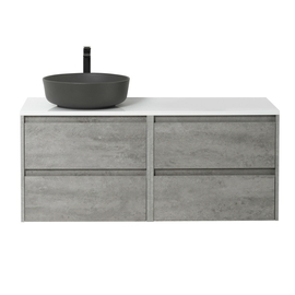 Тумба со столешницей и накладной раковиной подвесная BelBagno KRAFT 120 Cemento Grigio, раковина слева - фото, отзывы, цена