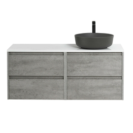 Тумба со столешницей и накладной раковиной подвесная BelBagno KRAFT 120 Cemento Grigio, раковина справа - фото, отзывы, цена