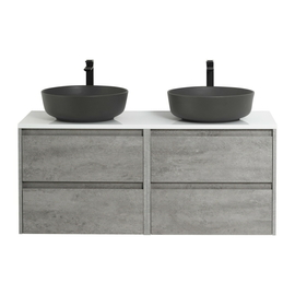 Тумба со столешницей и накладными раковинами подвесная BelBagno KRAFT 140 Cemento Grigio - фото, отзывы, цена