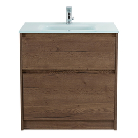 Тумба со стеклянной глянцевой раковиной напольная BelBagno KRAFT 80 Rovere Tabacco, раковина белая - фото, отзывы, цена