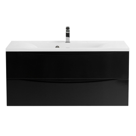 Тумба с раковиной подвесная BelBagno MARINO 110 Nero Lucido, раковина белая - фото, отзывы, цена