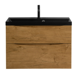 Тумба с раковиной подвесная BelBagno MARINO-H60 80 Rovere Nature, раковина черная - фото, отзывы, цена