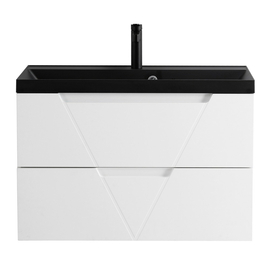 Тумба с раковиной подвесная BelBagno VITTORIA 80 Bianco Opaco, раковина черная - фото, отзывы, цена