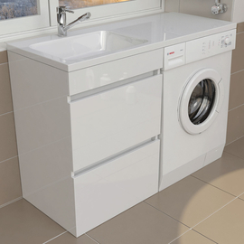 Тумба Emmy Джерси с раковиной Аванти над стиральной машиной, 2 ящика - фото, отзывы, цена