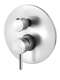 Смеситель встраиваемый для душа Paffoni на 2 выход с накладкой из металла диаметр 200мм, девиатор-картридж, 2 положения+1 комбо, Steel looking, LIG018ST - фото, отзывы, цена