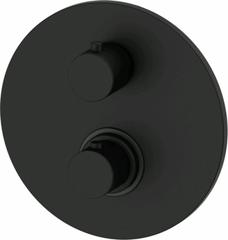 Смеситель термостат встраиваемый для душа Paffoni 2 выход с накл.металл диаметр 200мм, девиатор-картридж, 2 положения+стоп, черный матовый, LIQ018NO - фото, отзывы, цена