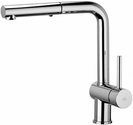 Смеситель для мойки Paffoni с поворотным изливом и выдвижным душем на 2 струи из металла DUALGET, хром, LIG285CR-MET - фото, отзывы, цена