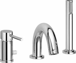 Смеситель Paffoni на борт ванны на 3 отверстия, с душем BIRILLO, хром, LIG040LCR - фото, отзывы, цена