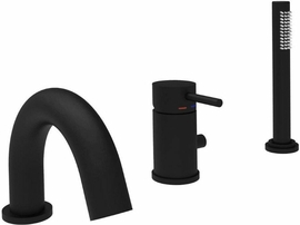 Смеситель Paffoni на борт ванны на 3 отверстия, с увеличенным расходом MAX FLOW, с душем MASTER, черный матовый, LIG047NO - фото, отзывы, цена