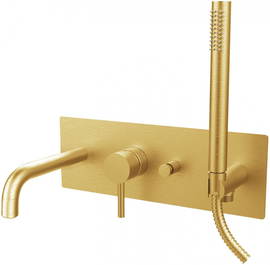 Смеситель для ванны Paffoni встраиваемый, 2 выхода, медовое золото браш. LIGHT Paffon LIG001HGSP, LIG001HGSP - фото, отзывы, цена