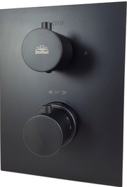 Смеситель термостат встраиваемый для душа Paffoni 2 выхода с накл.нерж сталь 150х200мм, 2 положение+стоп , девиатор-картридж, черный матовый, LIQ518NO/M - фото, отзывы, цена