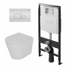 Комплект D&K: Унитаз подвесной Venice DT1026016, сиденье микролифт, белый, инсталляция DI8055119, клавиша смыва Quadro DB1519016, белый - фото, отзывы, цена