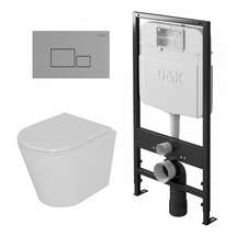 Комплект D&K: Унитаз подвесной Venice DT1026016, сиденье микролифт, белый, инсталляция DI8055119, клавиша смыва Quadro DB1519001, хром - фото, отзывы, цена