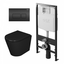 Комплект D&K: Унитаз подвесной Venice DT1026025, сиденье микролифт, черный, инсталляция DI8055119, клавиша смыва Berlin DB1439025, черный - фото, отзывы, цена