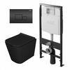 Комплект D&K: Унитаз подвесной Berlin DT1436025, сиденье микролифт, черный, инсталляция DI8055119, клавиша смыва Quadro DB1519025, черный - фото, отзывы, цена