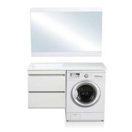 Тумба подвесная Style Line El Fante Даллас 120 c раковиной и столешницей (под стиральную машину) Люкс, левая, белая - фото, отзывы, цена